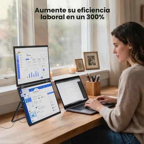 Miniatura 7 de InnoView Monitor Portátil Dual 4K de 15.6 pulgadas 3840x2160P 100% sRGB Owl Eye Vision - Diseño Plegable con Ajuste de Pantalla de 315°, Soporte