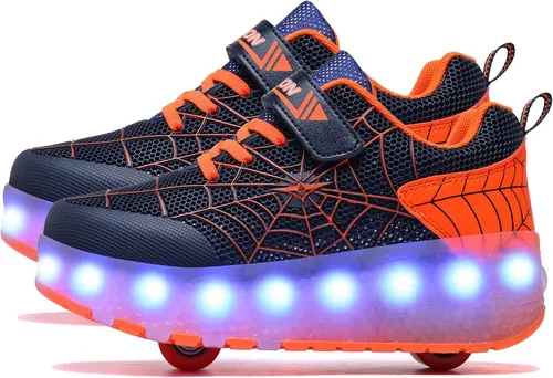 Miniatura 14 de AIkuass Zapatos con ruedas LED y USB recargables, zapatillas de patinaje con luces para niños y niñas
