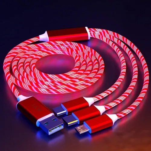 Miniatura 19 de AYI 3 combinaciones de múltiples puertos USB A a USBC Micro PD cable de carga rápida iluminado flujo de corriente compatible con casi todos