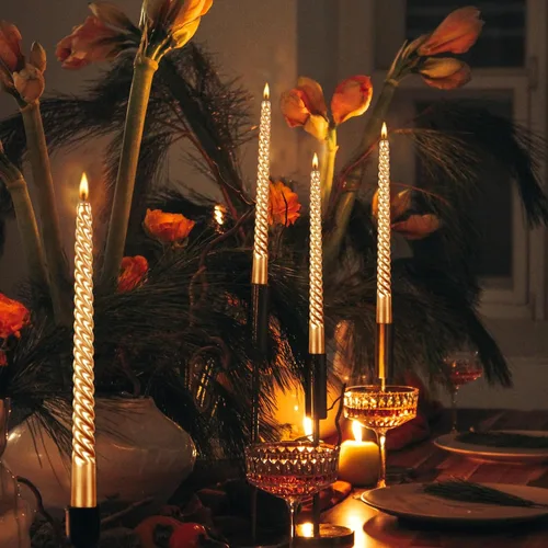 Miniatura 5 de Kemladio - Juego de 4 velas cónicas de 10 pulgadas, velas sin aroma de combustión de 7.5 horas, velas altas elegantes para la cena, velas de palo