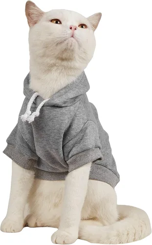 Miniatura 18 de QWINEE Sudadera Básica con Capucha para Perro Suéter para Cachorro Disfraces Cálidos para Gato Ropa para Mascotas para Chihuahua Cachorro Gatito