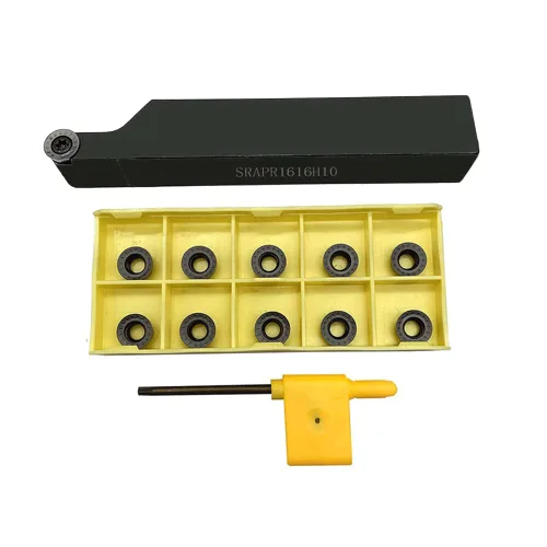 GBJ Soportes de torneado de torno de 45° SRAPR1616H10 de 5/8 de pulgada y 0.630 in con 10 piezas RPMT10T3 de insertos de torneado redondos