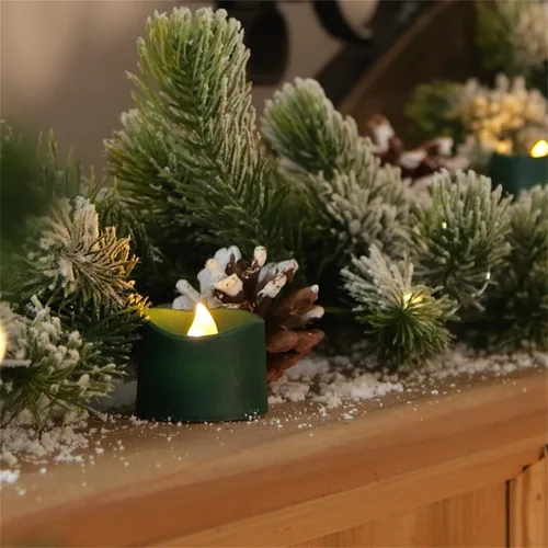 Miniatura 5 de Homemory - Paquete de 12 velas de té verdes, a pilas, duran más de 200 horas, sin llama, parpadeantes, falsas, eléctricas, LED, para Navidad