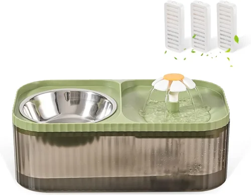 Miniatura 8 de Fuente de agua para gatos y cuenco de alimentos, dispensador de agua ultra silencioso para mascotas de 3L/101oz con bomba inteligente y 3 filtros