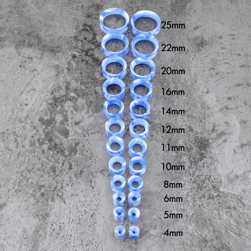Miniatura 6 de Jewseen - 20 piezas de silicona suave para lóbulo de la oreja, túneles dilatadores, expansores de tapón, dilatadores de túnel dobles acampanados