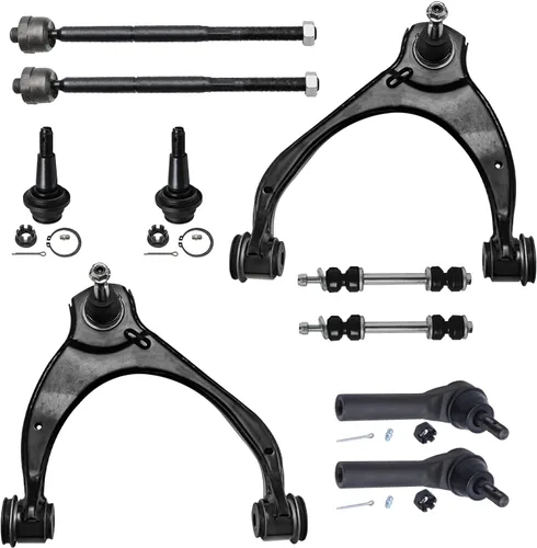Miniatura 123 de Detroit Axle - Kit de suspensión frontal de 10 piezas para Jeep 2002-2004 Liberty, 2 brazos de control superiores con rótula 2 rótulas inferiores, 4