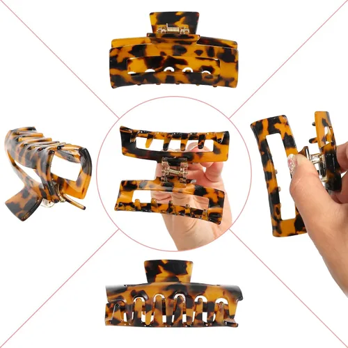 Miniatura 3 de Paquete de 8 pinzas acrílicas medianas de mariposa para el cabello, estampado de leopardo, agarre fuerte antideslizante para mujeres y niñas