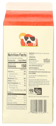 Miniatura 2 de 365 by Whole Foods Market Leche Entera Orgánica Sin Lactosa, 64 FL OZ
