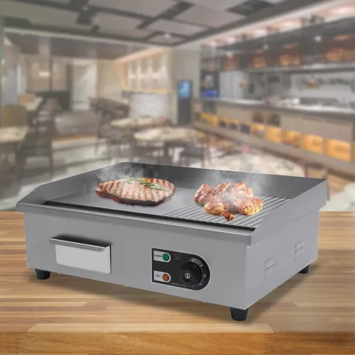 Miniatura 3 de Parrilla eléctrica comercial con parte superior plana, encimera de barbacoa de placa caliente, control de temperatura ajustable con 122~572℉(1600W