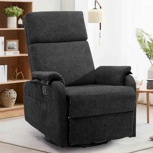 Miniatura 19 de Sillas reclinables Korser, Silla reclinable giratoria para adultos, Silla mecedora Glider, Silla reclinable pequeña para guardería para sala de Beige