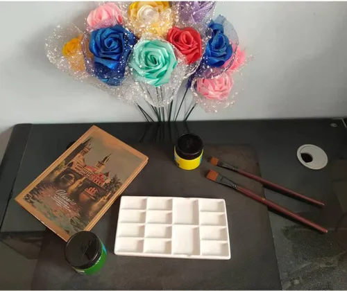 Miniatura 8 de 14 Wells - Paleta de pintura de cerámica para artistas, paleta de pintura de acuarela de porcelana de 8 pulgadas, bandeja de mezcla de cerámica