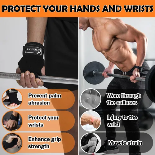 Miniatura 3 de Correa de muñeca para levantamiento de pesas, agarres de cuero de doble capa, correas ajustables para levantamiento de pesas para entrenar