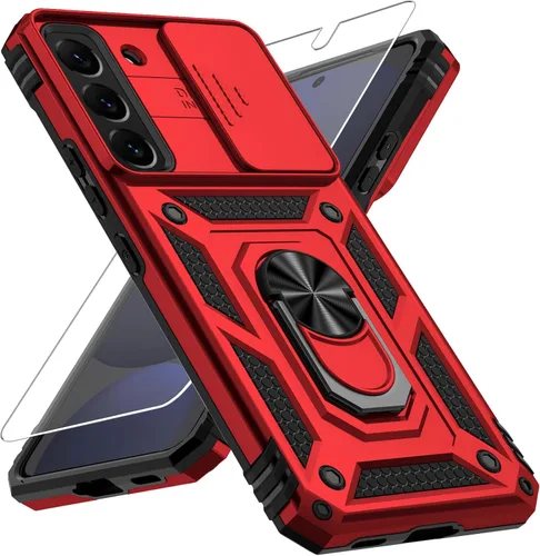 Miniatura 7 de Funda para Samsung Galaxy S22 Plus con cubierta para lente de cámara, protector de pantalla HD, protección contra caídas de grado militar de 10 Negro