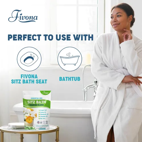 Miniatura 6 de Hemorrhoid Care Postpartum Care Alivio del quiste de Bartholin – FIVONA Sitz Bath Salt Natural Mezcla de Epsom con aceites esenciales Soak – 14.1 oz