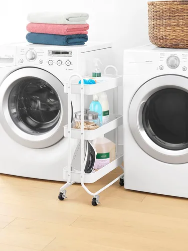 Miniatura 9 de Carrito con ruedas con 3 estantes para almacenar utensilios para hacer la colada, de Whitmor