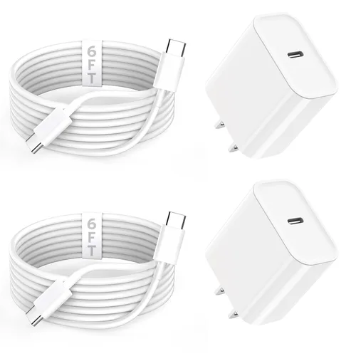Miniatura 11 de Cargador de iPhone de carga rápida para iPhone 14, paquete de 2 bloques de pared USB C con enchufe de cargador y cable de carga USB C a Lightning