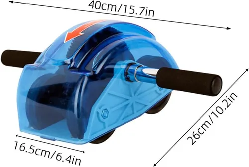 Miniatura 4 de Kisangel Rueda de rodillo abdominal de cuatro ruedas con asas antideslizantes para fortalecimiento y estabilidad del núcleo, equipo de fitness