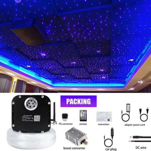 Miniatura 7 de AZIMOM Kits de luz de estrellas de fibra óptica centelleante de alto brillo de 50 W para techo de teatro, 1000 piezas de 0.03 pulgadas y 16.5 pies
