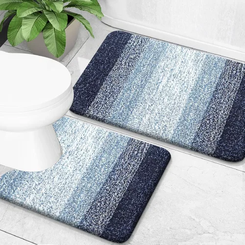 Miniatura 10 de OLANLY Juego de 2 alfombras de baño de microfibra suave y absorbente, antideslizantes, se pueden lavar y secar a máquina, alfombras de baño peludas