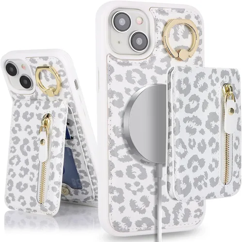 Miniatura 8 de para iPhone 14 Funda con soporte magnético Magsafe compatible, llavero de cuero PU plegable con soporte desmontable, funda tipo cartera 2-en-1