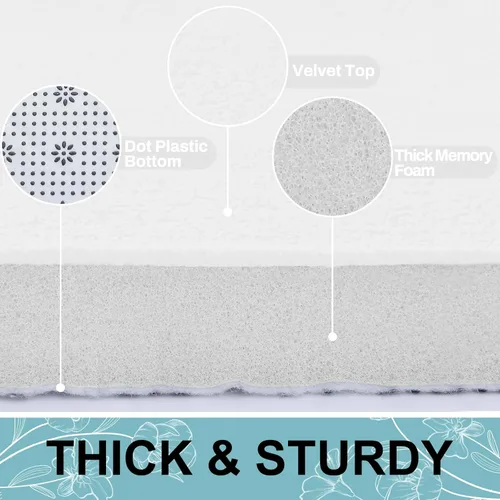 Miniatura 3 de Smiry Tapete de baño de espuma viscoelástica de 24 x 16 pulgadas, extra suave y absorbente, antideslizante, lavable para suelo, ducha y bañera