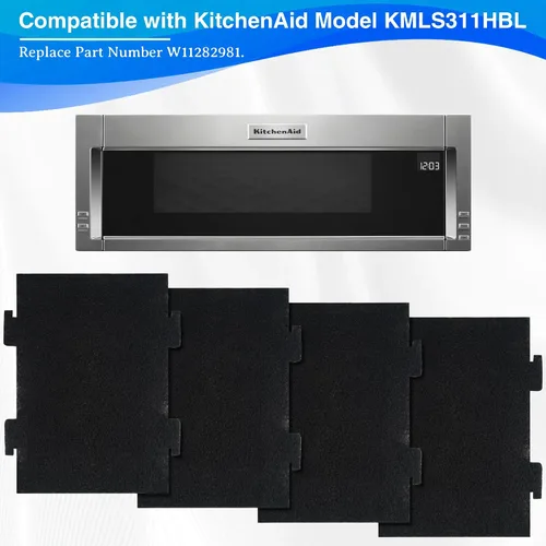 Miniatura 4 de Filtros de carbón activado para horno de microondas compatibles con Kitchen Aid Modelo de bajo perfil KMLS311HBL y Whirlpool Over The Range