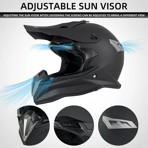 Miniatura 5 de SPARK Casco de motocross y ATV para adultos, casco de motocross certificado por DOT con liberación rápida, diseño ligero todoterreno para motocross