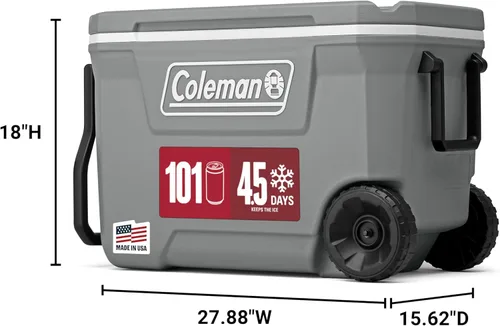 Miniatura 2 de Coleman Classic Series - Enfriador portátil aislado con ruedas, resistente a fugas, para exteriores, mantiene el hielo hasta 5 días, 62 cuartos