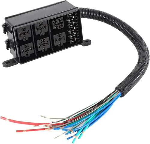 Miniatura 3 de Kit de caja de relés de fusibles de 12 ranuras, caja de 6 relés K 6 ATC/ATO Bloque de soporte de fusibles para automóviles y barcos, bahía de motor