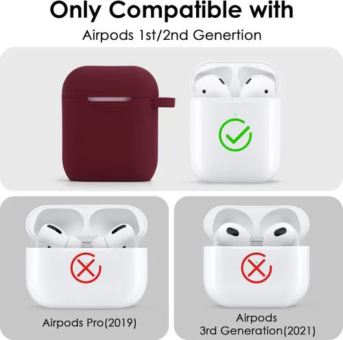 Miniatura 3 de Filoto Funda compatible con Airpod 2 y 1, bonitos accesorios de protección de silicona, llavero/pompón, el mejor regalo para niñas y mujeres