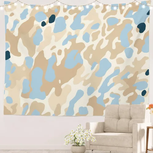 Miniatura 37 de Batmerry Tapiz de pintura abstracta apagado, trazos de expresión artística arte de pared, decoración para colgar, fibra de poliéster, blanco
