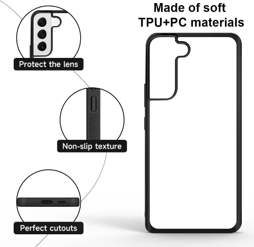 Miniatura 3 de Funda de sublimación de 5 piezas compatible con Samsung Galaxy S23 en blanco, imprimible, personalizada, TPU suave + policarbonato duro