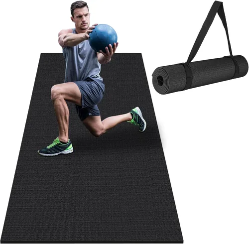 Tapete de ejercicio grande de 8 x 5 pies | 12 x 6 pies para gimnasio en casa, tapete de ejercicio resistente para suelo de gimnasio, esterilla de