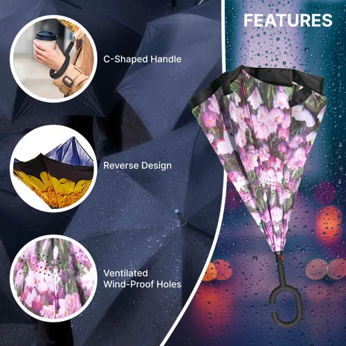 Miniatura 2 de Topsy Turvy Inverted Umbrella Windproof, UV Protection, Drip-Free, C-Shape Handle for Hand-Free Use, Self-Standing