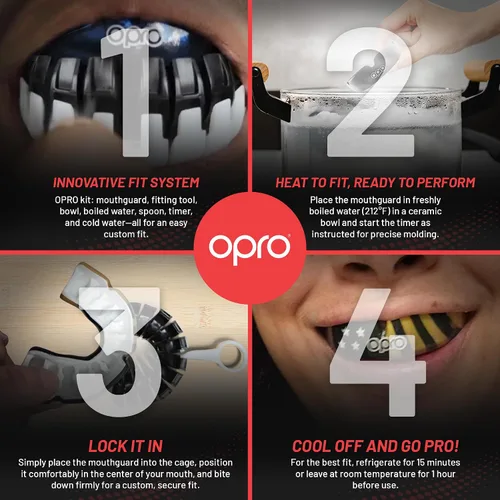 Miniatura 7 de OPRO Protector bucal instantáneo de ajuste personalizado, comodidad a nivel de dentista, protección y ajuste - Protector bucal moldeable para fútbol