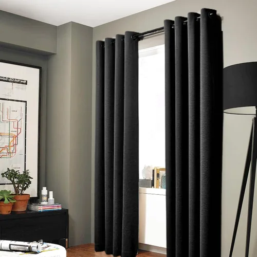 Miniatura 10 de Gorgeous Home - Panel de cortina de ventana de lino K92 de 1 pieza, liso, con ojales de bronce, 3 capas de forro de espuma, 100% térmica