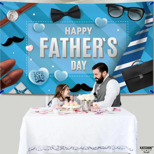 Miniatura 9 de KatchOn, Pancarta extragrande para el día del padre, 72 x 44 pulgadas, pancartas azules del día del padre, decoraciones del día del padre, Negro