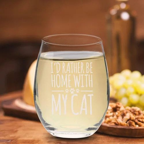 Miniatura 4 de Veracco I'd Rather Be Home With My Cat - Vaso de vino sin tallo, divertido cumpleaños para gato, mamá, gato loco, mujer, amante de los animales