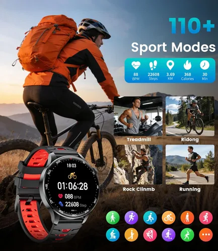 Miniatura 6 de Reloj inteligente de pantalla HD grande de 1.7 pulgadas para hombres con llamada Bluetooth, más de 100 modos deportivos, 800 mAh, IP68 impermeable