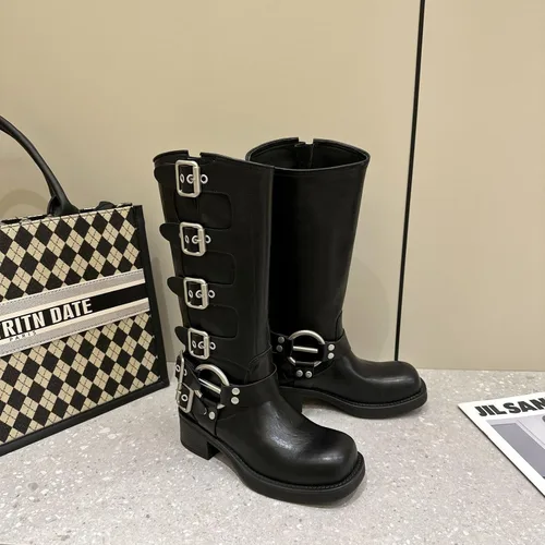 Miniatura 2 de Vertundy Botas altas hasta la rodilla para mujer, botas de tacón bajo grueso de pantorrilla ancha, botas vaqueras de equitación occidental, botas