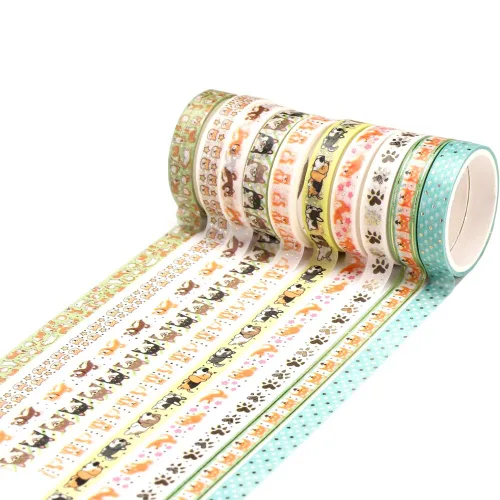 Miniatura 4 de YUBBAEX Juego de 10 rollos de cinta washi brillante, 8mm de ancho, de lámina dorada decorativa para manualidades, álbumes de recortes, planificador