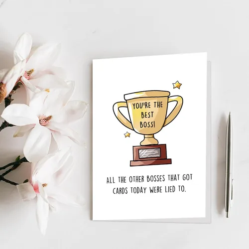 Miniatura 7 de Qiliji Divertida tarjeta del día del jefe para jefes, tarjeta feliz del día del jefe para hombres y mujeres, regalo humorístico del día de los jefes