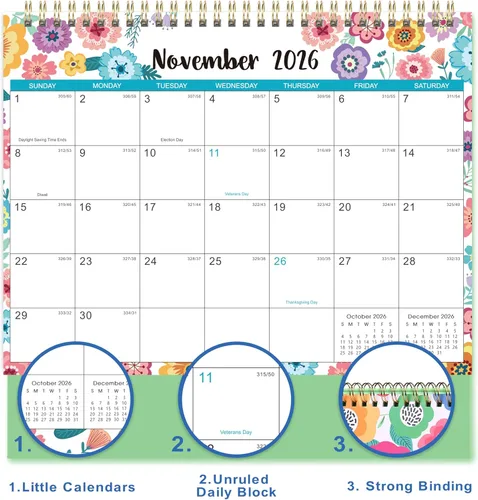 Miniatura 3 de Calendario de escritorio 2026-2027, calendario de escritorio 2026-2027, julio de 2026 a diciembre de 2027, 9.8 x 8.3 pulgadas, calendario superior