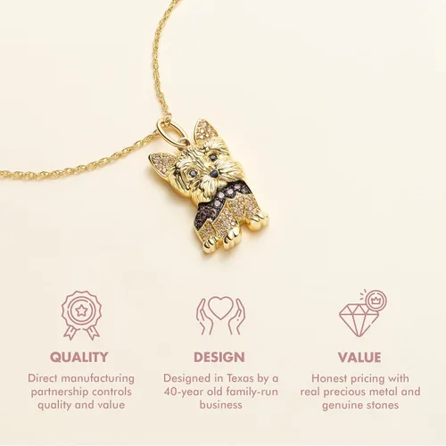 Miniatura 3 de SCAMPER & CO Collar con colgante de raza de perro para mujeres y niñas, con piedras preciosas auténticas y circonita cúbica, regalo de joyería