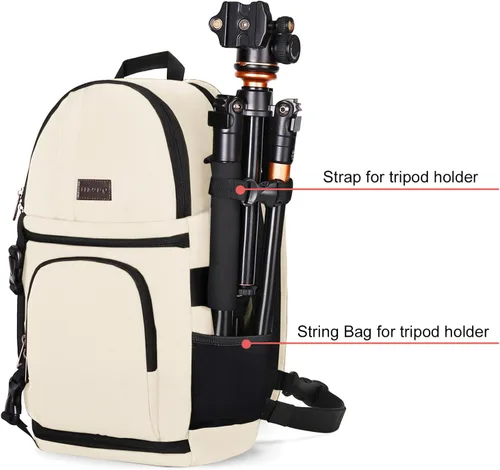 Miniatura 3 de MOSISO Bolsa para cámara DSLR/SLR/SLR/sin espejo, mochila para cámara fotográfica a prueba de golpes con soporte para trípode e inserciones Beige