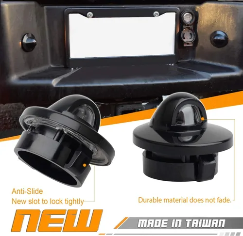 Miniatura 2 de HERCOO - Lámparas para placa de matrícula con lente y carcasa negra compatibles con F150 F250 F350 F450 F550 Super Duty Bronco Excursion Expedition