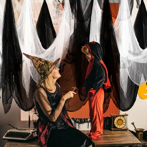 Miniatura 6 de Boao Paño de queso de Halloween para manualidades, tela de gasa de muselina de algodón grande para fiesta de Halloween, decoración de fiesta