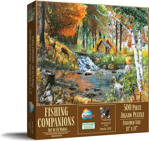 Miniatura 2 de SUNSOUT INC - Fishing Companions - Rompecabezas de 500 piezas por artista: Ed Wargo - Tamaño acabado 18" x 24" - MPN # 52317