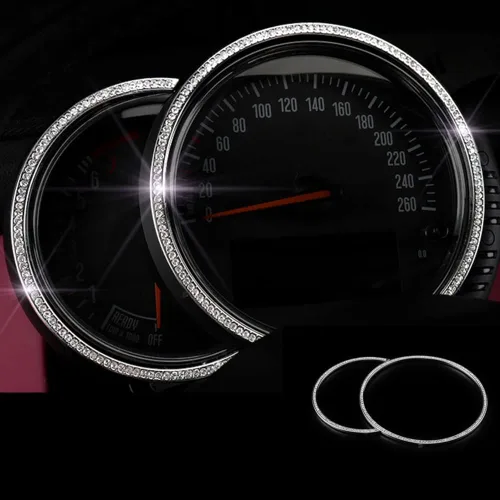 Accesorios interiores brillantes para Mini Cooper F54 F55 F56 F60 con diamantes de imitación de cristal de modificación de moda (plata, tacómetro