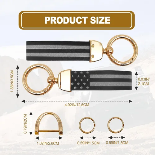 Miniatura 2 de KEVWR Llavero de coche con la bandera de Estados Unidos, llaveros circulares personalizados de aleación de zinc, compatible con camión, Chevrolet